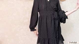 Hot trying of dresses out of underware