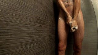 Taking Shower. Shaving. Masturbating my large dick. Cockrash.
