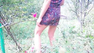 Nasty beauty Pissing on groving rose flowers in the garden - Hotty Fowler