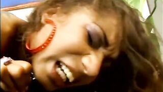 Skinny brunette hair gets hard nailing action from behind