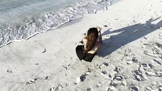 Hot Monika Fox In Ebony Bodysuit On Beach
