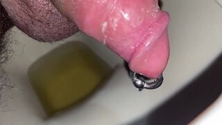 Wicked large pierced dong peeing