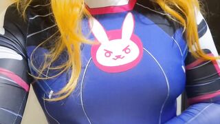 Cute Trans Angel in Dva Cosplay gets the Massive, Dirtiest Anal Creampie after Banging Her Chunky Booty with Bbc vibrator