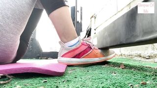 view of feet in socks during workout (foot fetish) - GlimpseOfMe