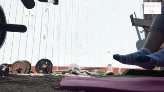 view of feet in socks during workout (foot fetish) - GlimpseOfMe