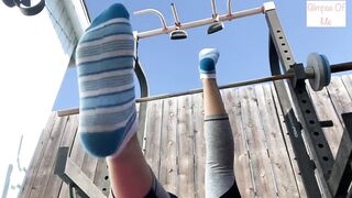 view of feet in socks during workout (foot fetish) - GlimpseOfMe