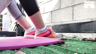 view of feet in socks during workout (foot fetish) - GlimpseOfMe