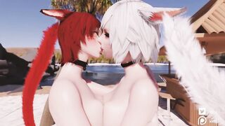 [FFXIV] Miqo'te Yuri Kiss test animation