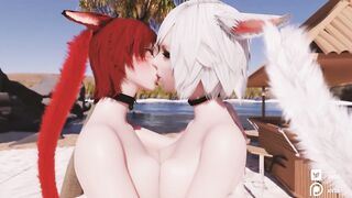 [FFXIV] Miqo'te Yuri Kiss test animation