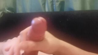 Large knob wank with Fleshlight and cums on the camera