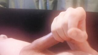 Large knob wank with Fleshlight and cums on the camera