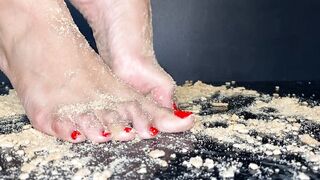 Feet crushing food barefoot ASMR
