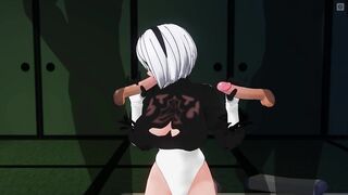 CG MANGA 2B jerks off her allies
