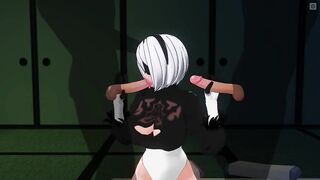 CG MANGA 2B jerks off her allies