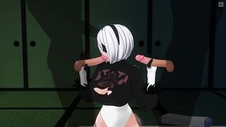 CG MANGA 2B jerks off her allies
