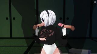 CG MANGA 2B jerks off her allies