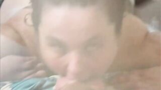 Breasty Bitch Chokes on Wang then Titty Bangs
