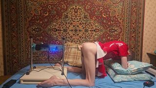 in Russian Moscow The screwing machine is nearly tearing my butt apart, it feels so worthwhile