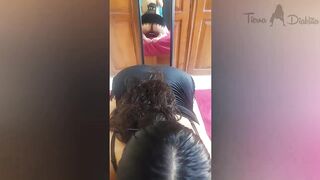 My stepsister let me watch her butt in the mirror whilst this babe gave me a great blow job, and as a award, I finished on her face (unexpected ending)