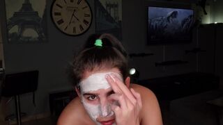 Enjoying my facial and eye spa day - cum and urinate in open eyes