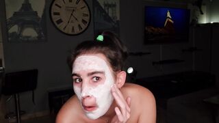 Enjoying my facial and eye spa day - cum and urinate in open eyes