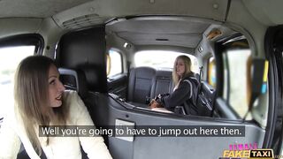 Female Fake Taxi - Posh Golden-haired With Huge Melons Learns Tribbing & Mutual Masturbation In Cab