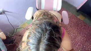 stepsister gags herself with a big schlong down her mouth