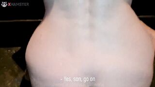 Don't cum inside me son, I don't wanna get preggy. Son bangs his stepmom in the bathroom