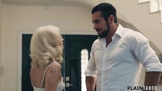 Teen Emma Rosie storms into her cheating bfs abode and finds his stepdad there.Not knowing this chab send the text this babe persuaded into cheating with him