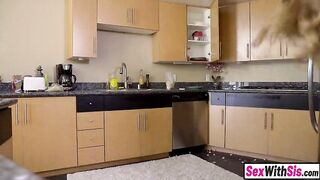 Bratty small teen step sister gets spanked and pounded by her step father