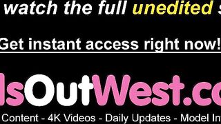 GirlsOutWest - Five beauties lick shaggy twats in lesbo fuckfest