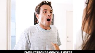FamilyStrokes - Curvy Lalin girl Blows Her Large Weenie Stepbrother