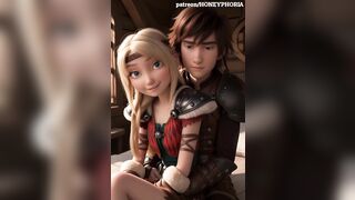 Astrid Hofferson and Hiccup filming their 1st sex movie scene How to educate your Dragon CG toon animation
