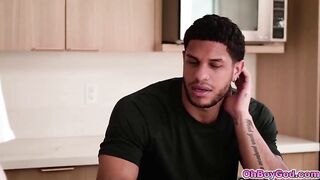 Mike catches his stepmom and stepaunt cheating jointly. To keep their secret, they invite him to join their taboo 3some.
