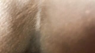 Rubbing my schlong on my wife's nice-looking ebony vagina during the time that watching tv