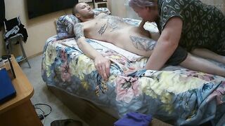 Stepmom Sucks Stepson's Schlong and Watches Him Cum