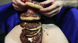 i stack donuts on my large curved shlong ,would u take a bite?