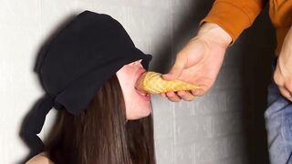 ICE CREAM GAME. StepSis getting a Biggest JIZZ FLOW on her Face during the Smack Game. Oral