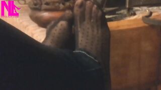 Warming up My Hosed Feet at the Fireplace