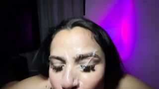 ??My ally's girlfriend takes my ramrod, I cover her face and throat with cum