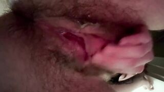 Trickling Soaked Shaggy Cunt Close Up ftm Fingering