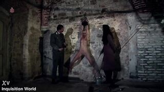 Hanging at the wall with her legs widen wide apart the female prisoner is made sexy by lashes (preview)