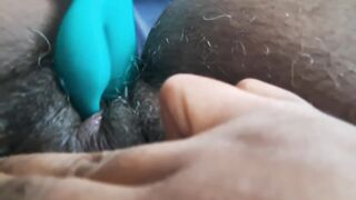 big beautiful woman Black teases twat with toy and cums