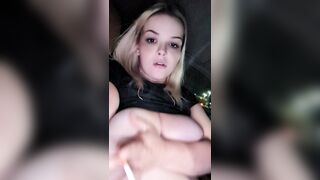 PAWG Large TITTIES Smokin' for u dad! Public flash