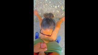 My Allies wife gets bare and sucks knob in the midst of camping tour-hot giant facial cum