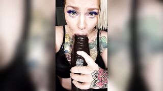 Sexy Golden-haired Squeezing Titties and Blowing Large Ebony Rod POV Dream
