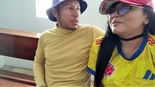 A Colombian Lalin girl meets a dude at church where they are praying to the saint. That babe makes advances towards him, and the stud takes her home to have sex.