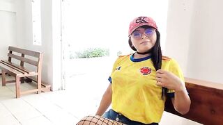 A Colombian Lalin girl meets a dude at church where they are praying to the saint. That babe makes advances towards him, and the stud takes her home to have sex.