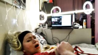 Golden-haired Aged stepmom has teats climax & pussyfucking close up!