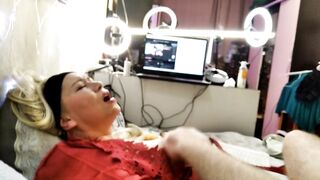 Golden-haired Aged stepmom has teats climax & pussyfucking close up!